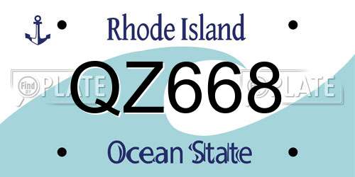 QZ668 Rhode Island License Plate