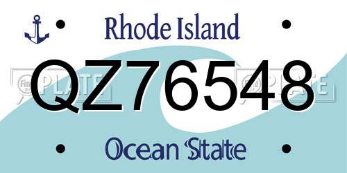 QZ76548 Rhode Island License Plate