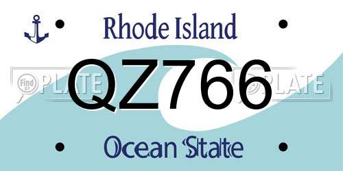 QZ766 Rhode Island License Plate