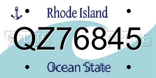QZ76845 Rhode Island License Plate