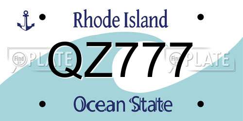 QZ777 Rhode Island License Plate
