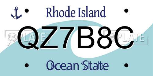 QZ7B8C Rhode Island License Plate