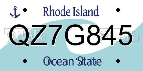 QZ7G845 Rhode Island License Plate