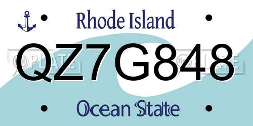 QZ7G848 Rhode Island License Plate