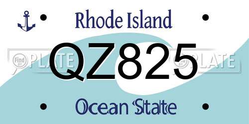 QZ825 Rhode Island License Plate