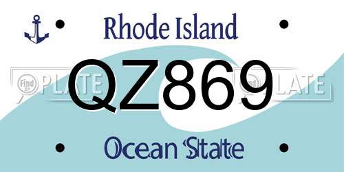 QZ869 Rhode Island License Plate
