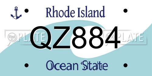 QZ884 Rhode Island License Plate