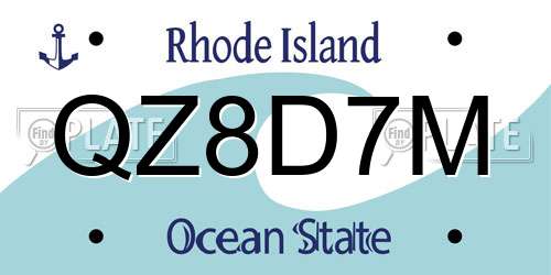 QZ8D7M Rhode Island License Plate