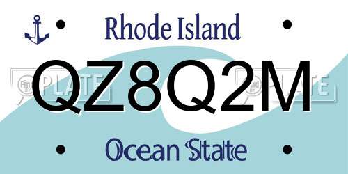 QZ8Q2M Rhode Island License Plate