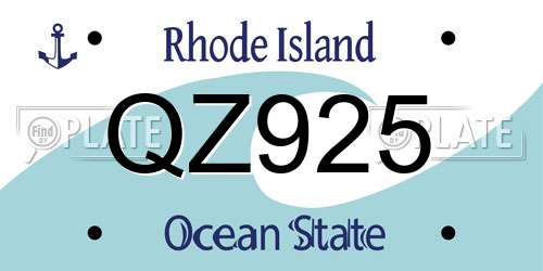 QZ925 Rhode Island License Plate