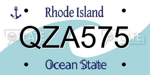 QZA575 Rhode Island License Plate