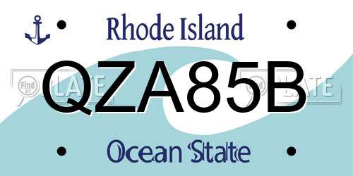 QZA85B Rhode Island License Plate