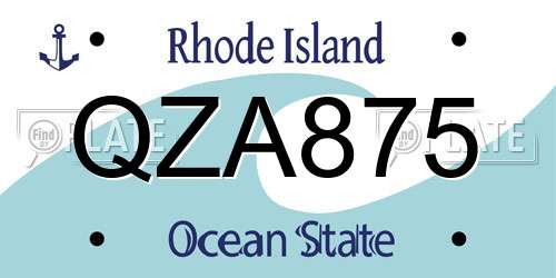 QZA875 Rhode Island License Plate