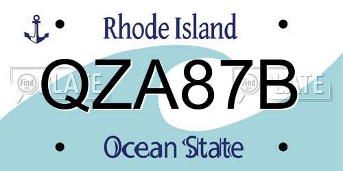 QZA87B Rhode Island License Plate
