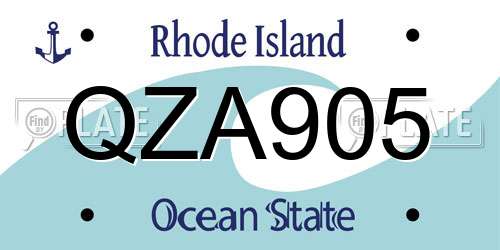 QZA905 Rhode Island License Plate