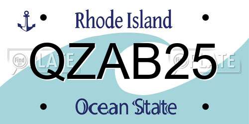 QZAB25 Rhode Island License Plate