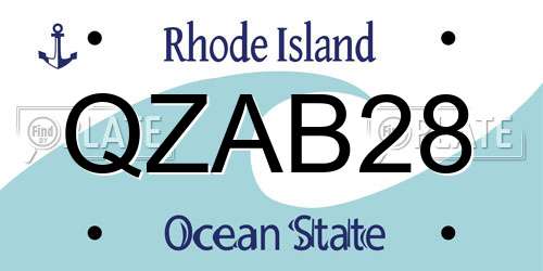 QZAB28 Rhode Island License Plate