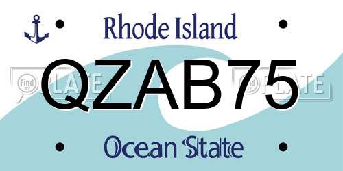 QZAB75 Rhode Island License Plate
