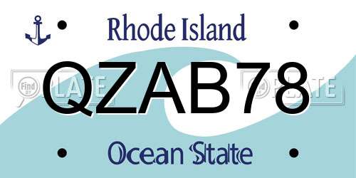 QZAB78 Rhode Island License Plate