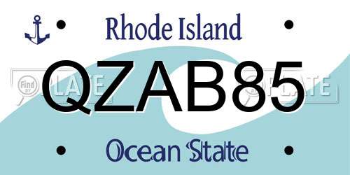 QZAB85 Rhode Island License Plate