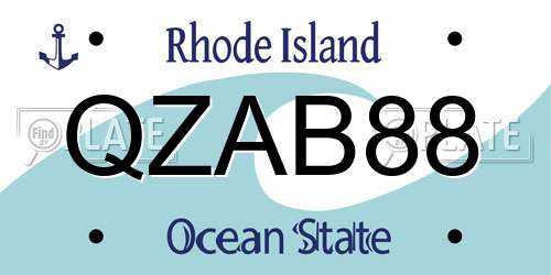 QZAB88 Rhode Island License Plate
