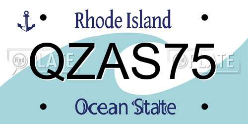 QZAS75 Rhode Island License Plate