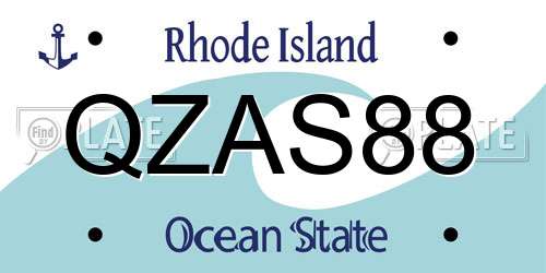 QZAS88 Rhode Island License Plate