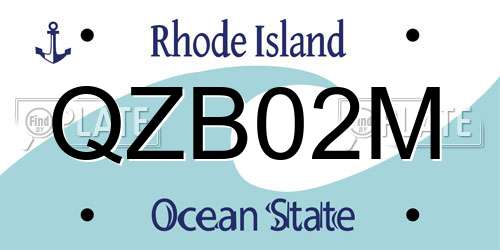 QZB02M Rhode Island License Plate
