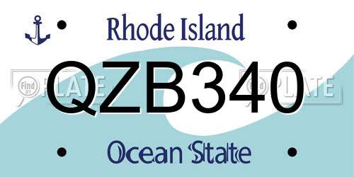 QZB340 Rhode Island License Plate