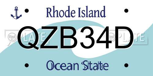 QZB34D Rhode Island License Plate