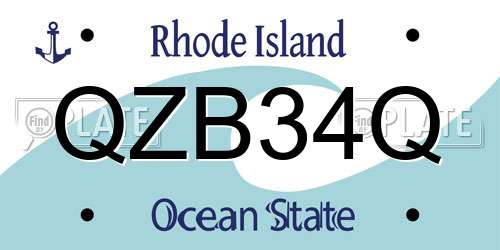 QZB34Q Rhode Island License Plate