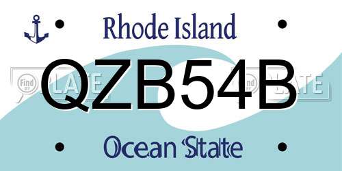 QZB54B Rhode Island License Plate