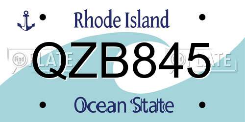 QZB845 Rhode Island License Plate