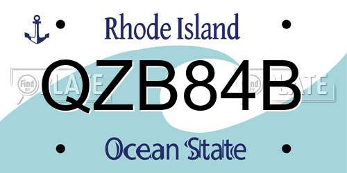QZB84B Rhode Island License Plate