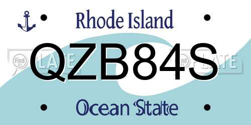QZB84S Rhode Island License Plate