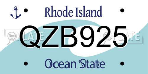 QZB925 Rhode Island License Plate