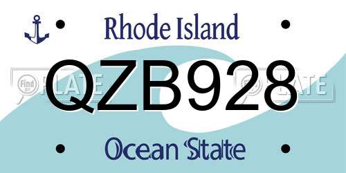 QZB928 Rhode Island License Plate