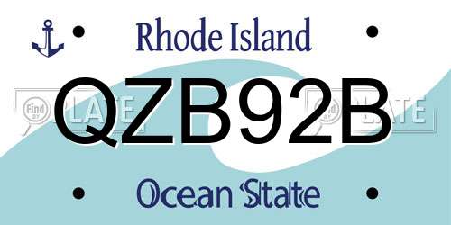 QZB92B Rhode Island License Plate