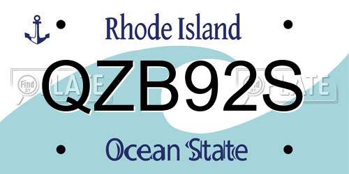 QZB92S Rhode Island License Plate