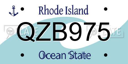 QZB975 Rhode Island License Plate