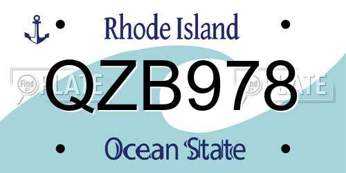 QZB978 Rhode Island License Plate