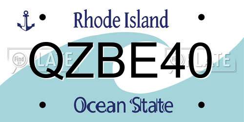QZBE40 Rhode Island License Plate