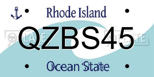 QZBS45 Rhode Island License Plate
