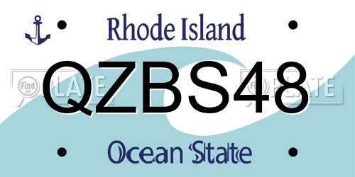 QZBS48 Rhode Island License Plate