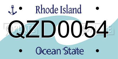 QZD0054 Rhode Island License Plate