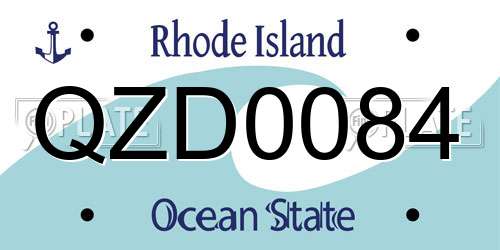 QZD0084 Rhode Island License Plate