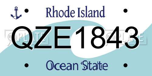 QZE1843 Rhode Island License Plate