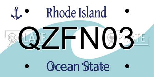 QZFN03 Rhode Island License Plate
