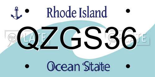 QZGS36 Rhode Island License Plate