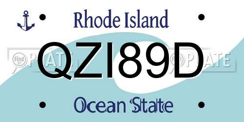 QZI89D Rhode Island License Plate